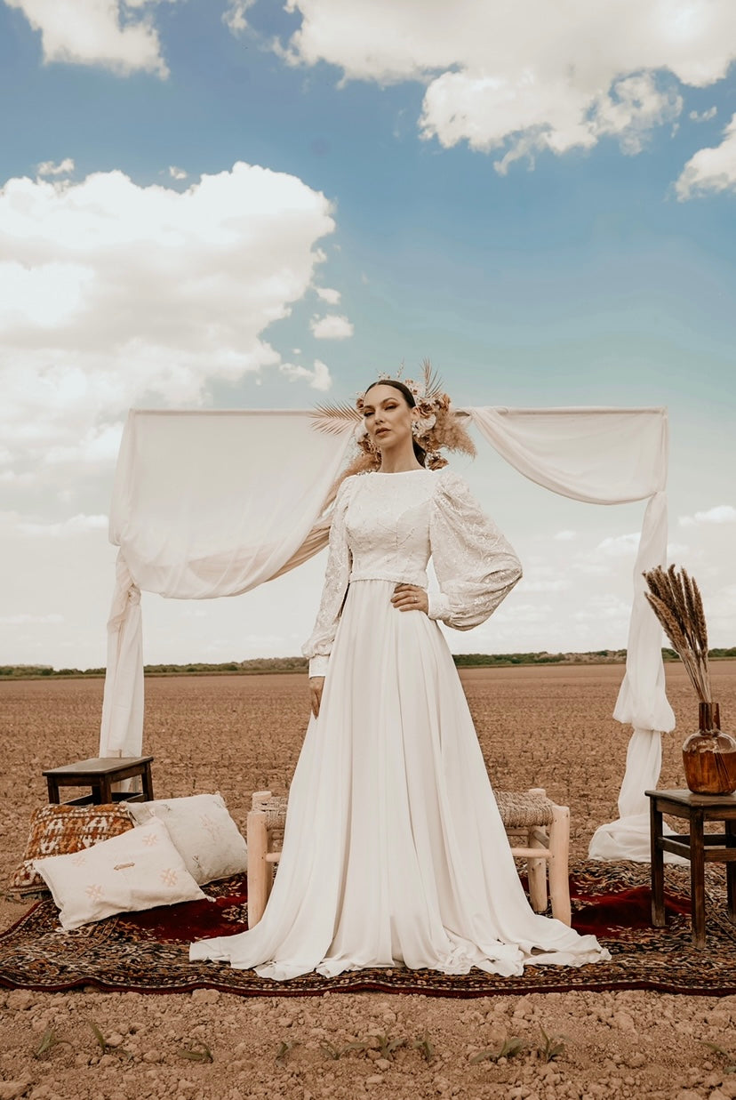 Robe de mariée en mousseline