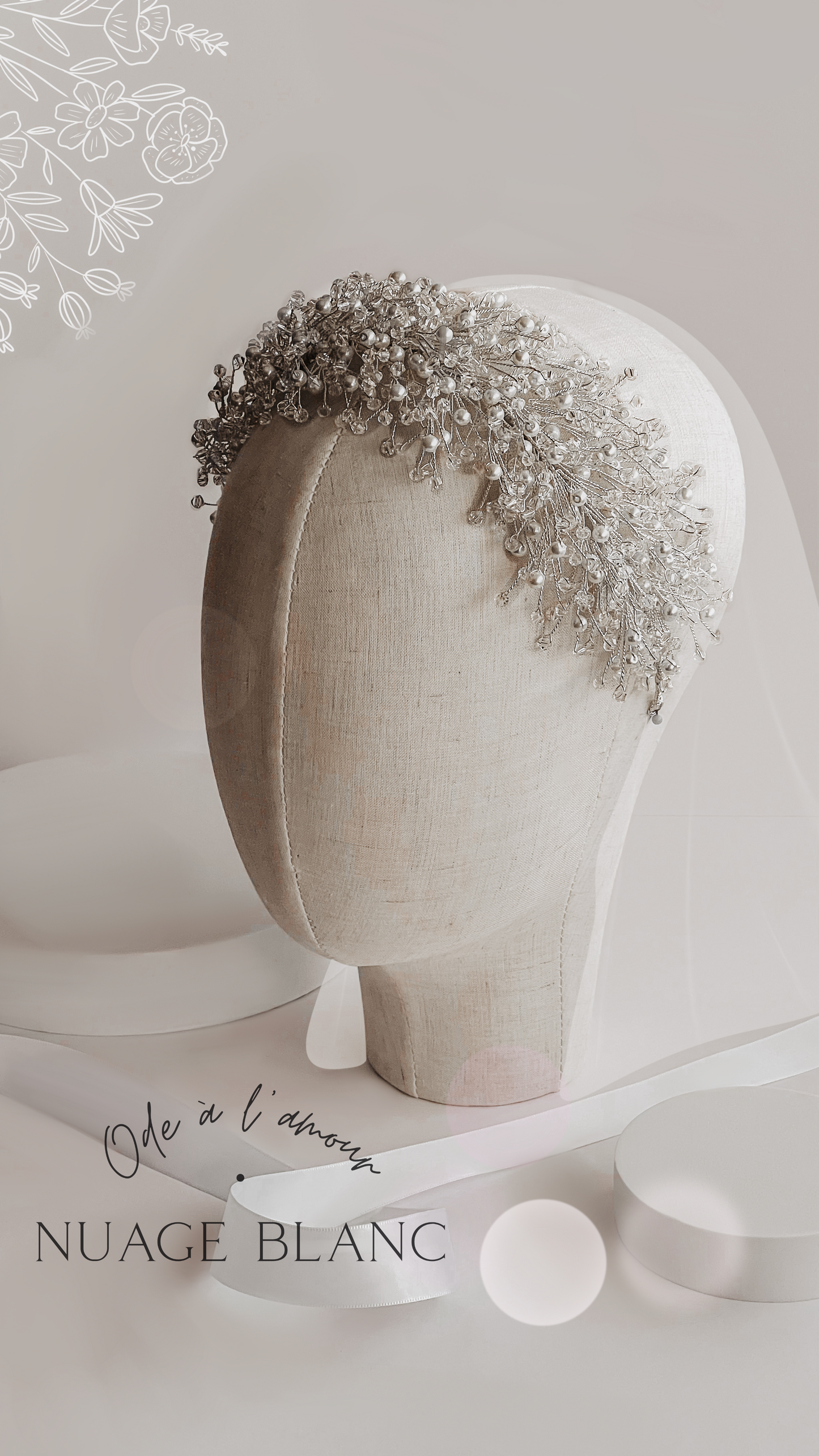 bijou de tête ajustable et flexible en perles et cristal